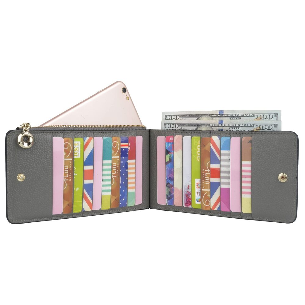 6968 RFID Blocking Leather Multi Card Organizer Wallet with Zipper Pocket - Picture 3 of 8